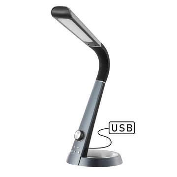 Milton 19" Aluminum Contemporary Minimalist Adjustable Head Dimmable USB Charging LED Task Lamp - JONATHAN Y